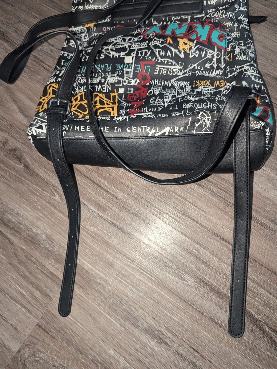 DKNY Backpack Purse Tilly Graffiti Fold over Top Handle Zip  display picture 3