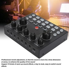 Live Sound Card Professional Reverb Effects Adjustable Bass Treble Dual Micropho