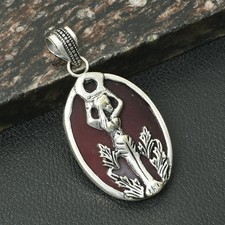 Garnet Gemstone Ethnic Handmade Mermaid Pendant Jewelry For Unisex 2.4