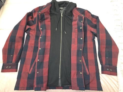 Harley Davidson Onwards Hooded Shirt Jacket Mens Flannel Lined Shacket XL image 2
