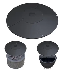 24" Round Fire Pit Lid Fits for Bonfire Pits up to 22", Metal Cover with Hand...