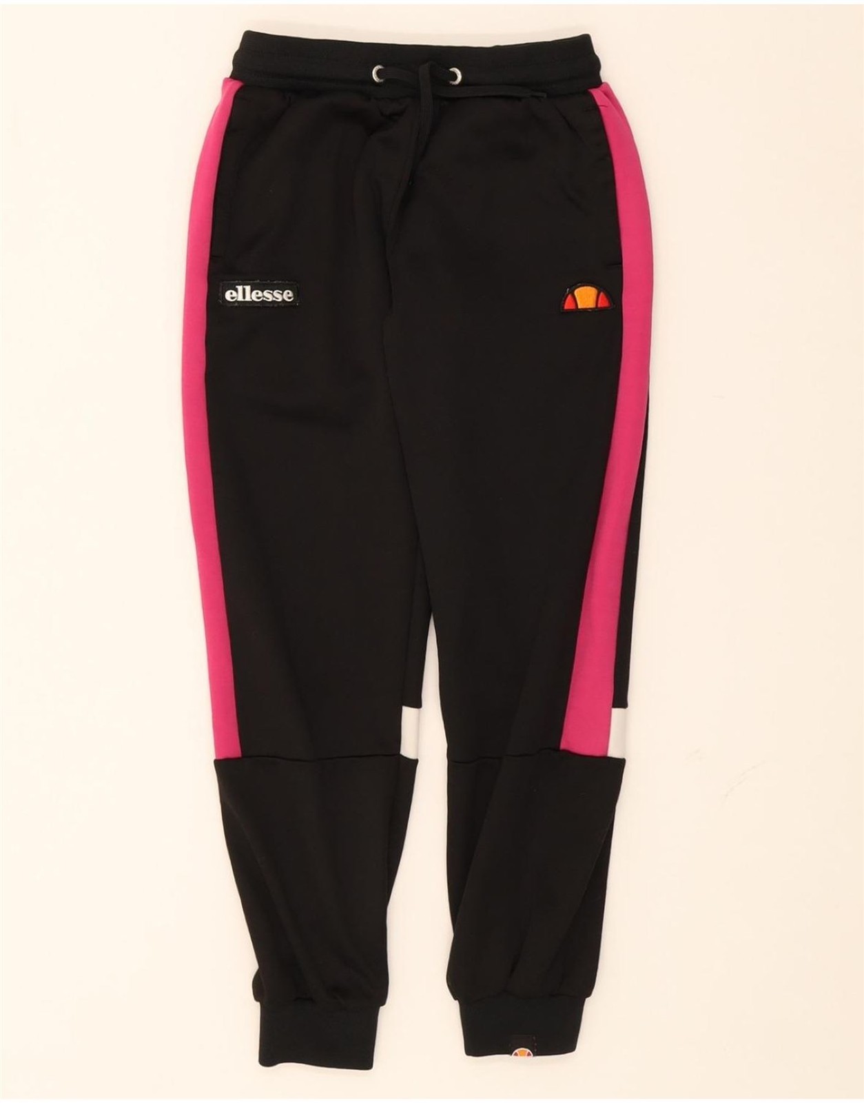 ELLESSE Girls Tracksuit Trousers Joggers 12-13 Years  Black Colourblock BP06