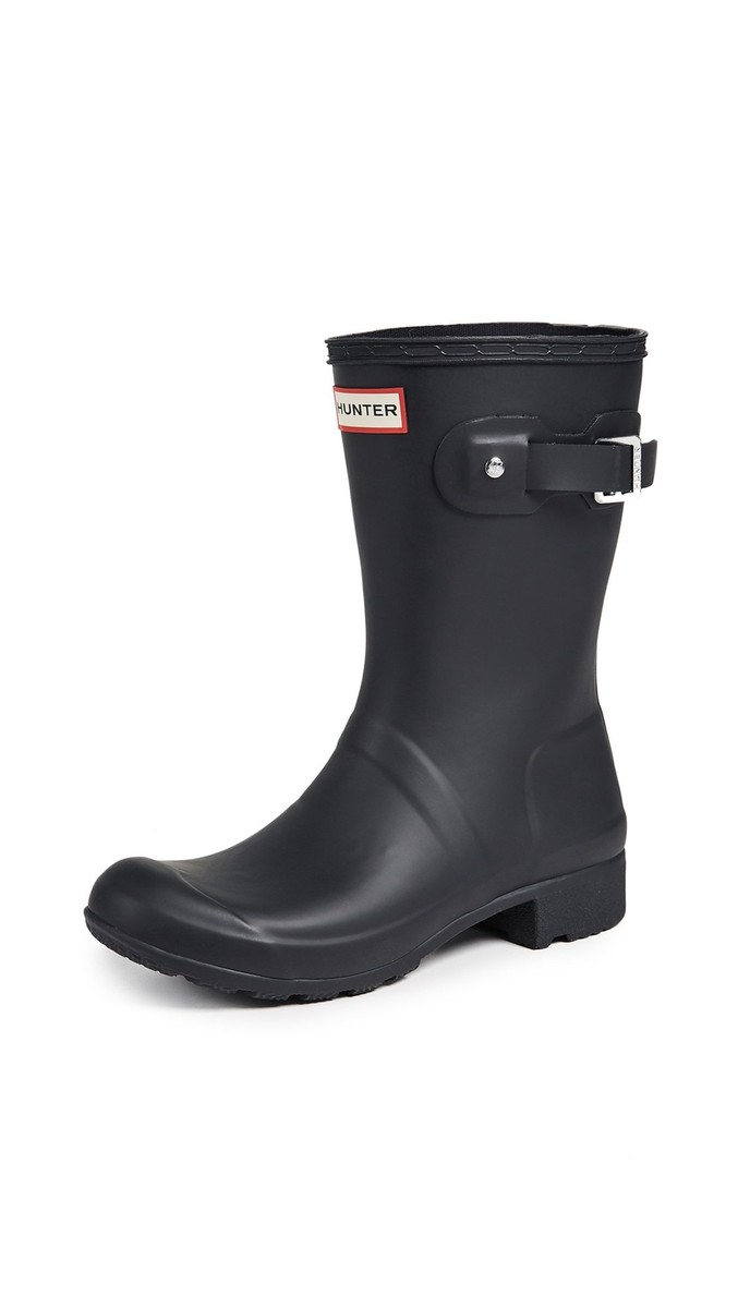 専用 HUNTER Rain boots black shoes 38 Hunter Men's Original Short Rain Boot, Black,8 M US