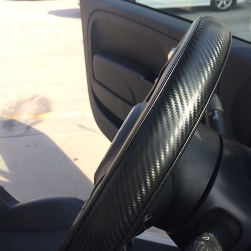 Slip-On Sporty Steering Wheel Cover Perfect Fit Black & Carbon Fiber Style - Picture 5 of 6