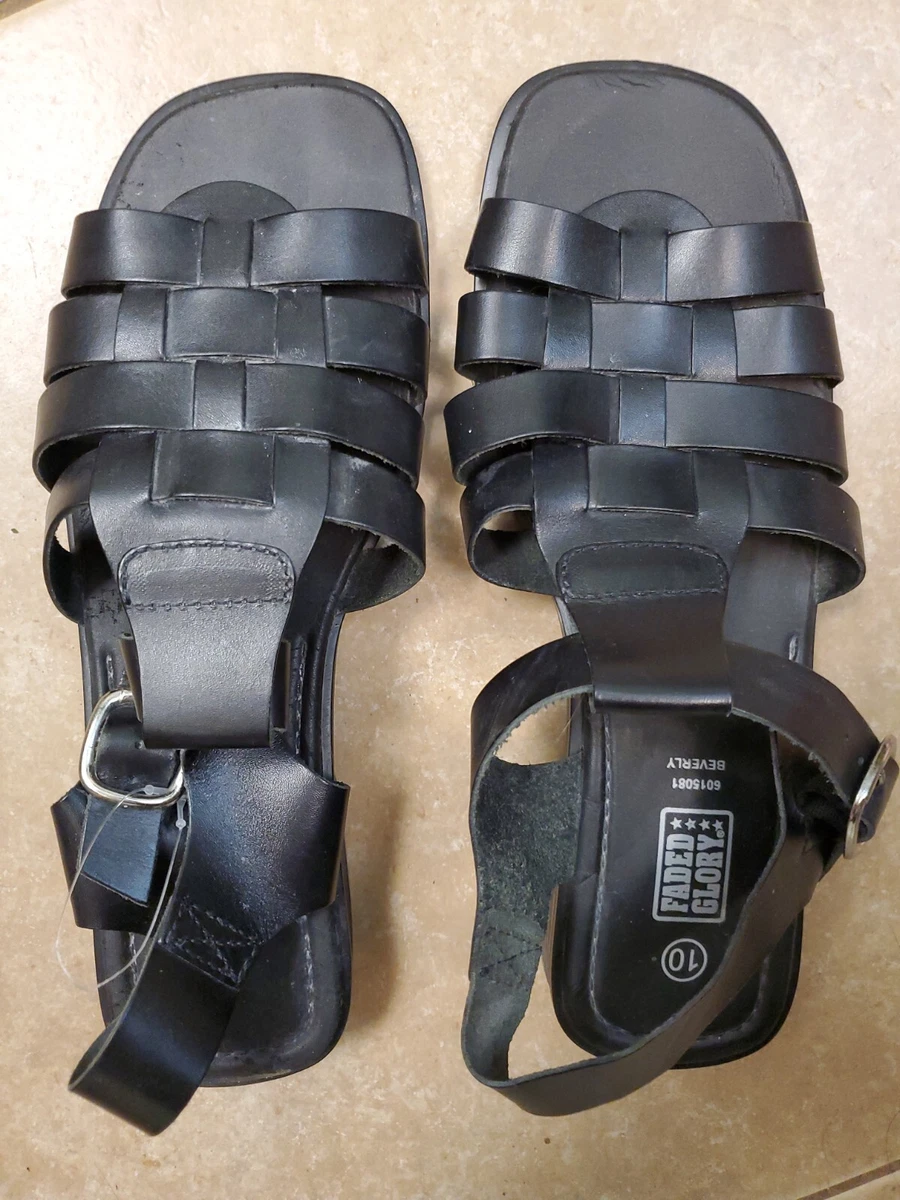 FADED GLORY Ladies Sandals Black Beverly strap open toe US 10 eBay