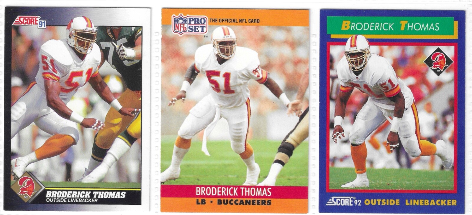Broderick Thomas 3 Card Lot - 1990-92 NFL Pro Set, Score - Nebraska Legend