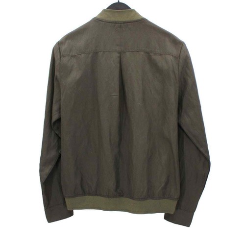 Scotch & Soda Lightweight Olive Green Linen Blend Bomber Jacket Small Button Up - Picture 5 of 7