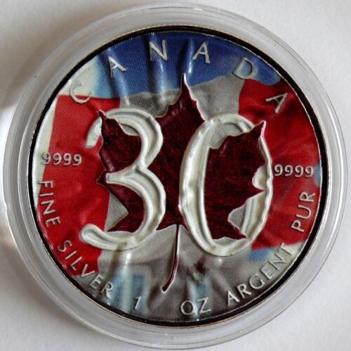 Kanada 5 Dollars 2018 30 Jahre Maple Leaf, 1 Oz Silber, Color - Bild 1 von 2