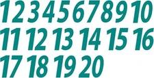 1-20 Numbers Teal Sticker Vinyl Decals CHOOSE  1" - 8"  (V591)