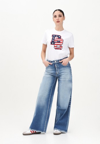DSQUARED2 Jeans Donna Blu Jeans a zampa e palazzo Jeans medio modello Traveller - Foto 2 di 5