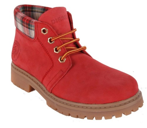 Diesel Mujer Botas de Cordón Botines Rojo