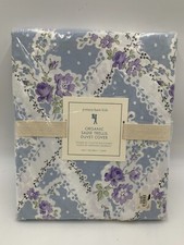 Pottery Barn Kids Organic Sadie Trellis Flower Duvet Cover Blue Purple Twin R110