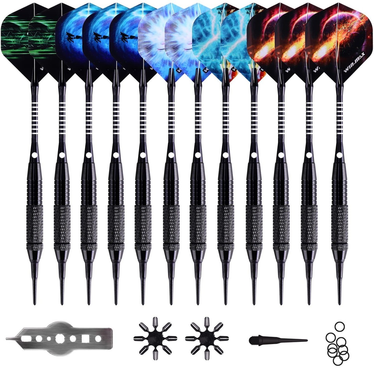 WIN.MAX Darts Plastic Tip - Soft Tip Darts Set - 12 Pcs 18 Gram