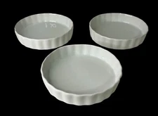 Ramekins The Cellar Whitewall Creme Brulee Round Fluted Quiche Dishes Tart Set 3