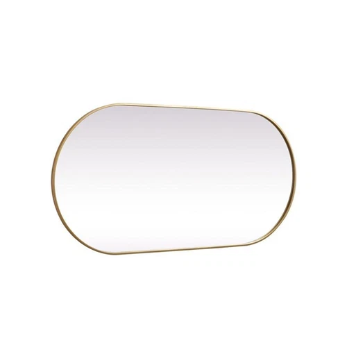 Elegant Decor Asha 30x60" Oval Modern Metal Wall-Mounted Mirror in Brass - Picture 5 of 11