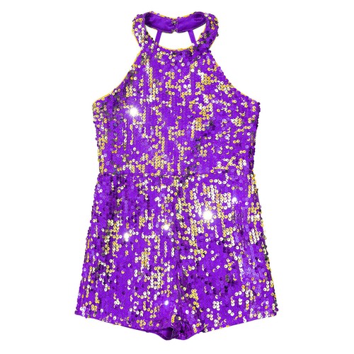 Kids Girls Jumpsuit One-Piece Dancewear Allover Sequin Romper Party Partywear - Picture 49 of 69