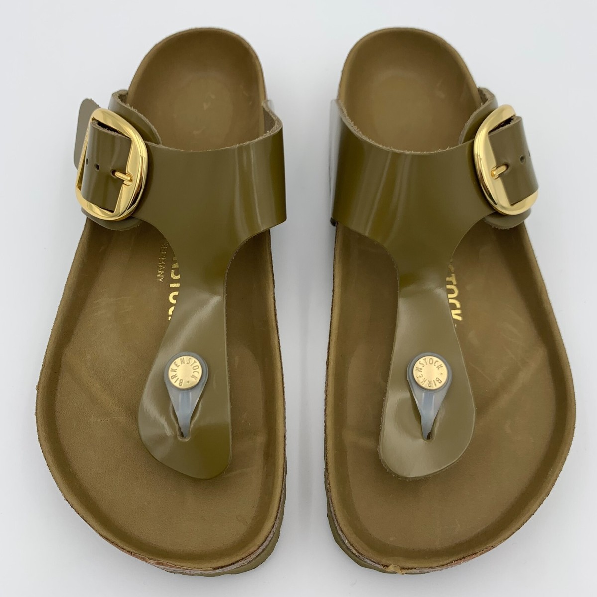 Birkenstock New w/o Box Gizeh Big Buckle High Shine Mud Green