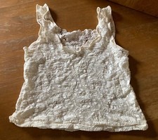 Vintage Cinema Etoile Camisole sz small Ivory Sheer Lace floral EUC Made In USA