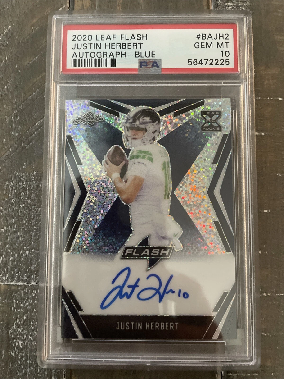 Justin Herbert Leaf Flash Autographs #BAJH2 Blue