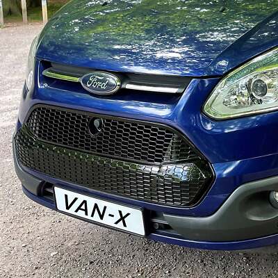 For Ford Transit Custom Honeycomb Front Grille   Gloss Black (2012-2018)