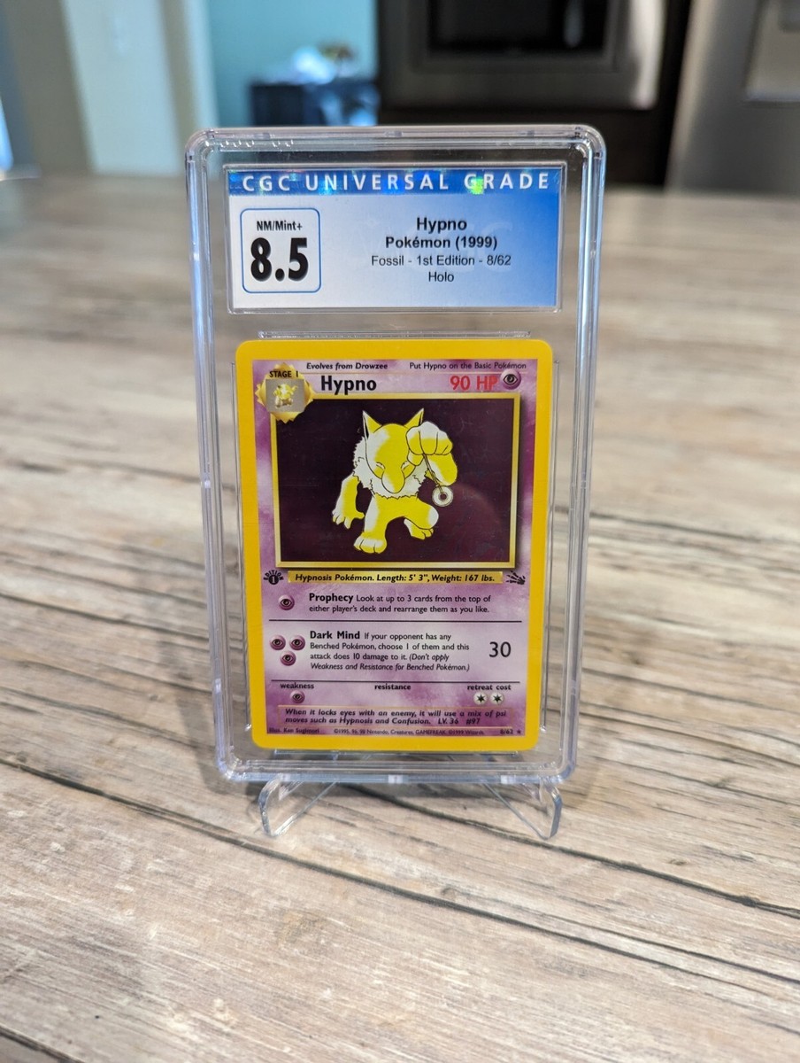 CGC 8.5 NM/MINT+ Hypno Fossil 1st Edition Holo RARE Pokemon Card 8
