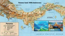 St. Vincent 2014 - Panama Canal 100th Anniversary, Map - Sheet of 2 Stamps - MNH