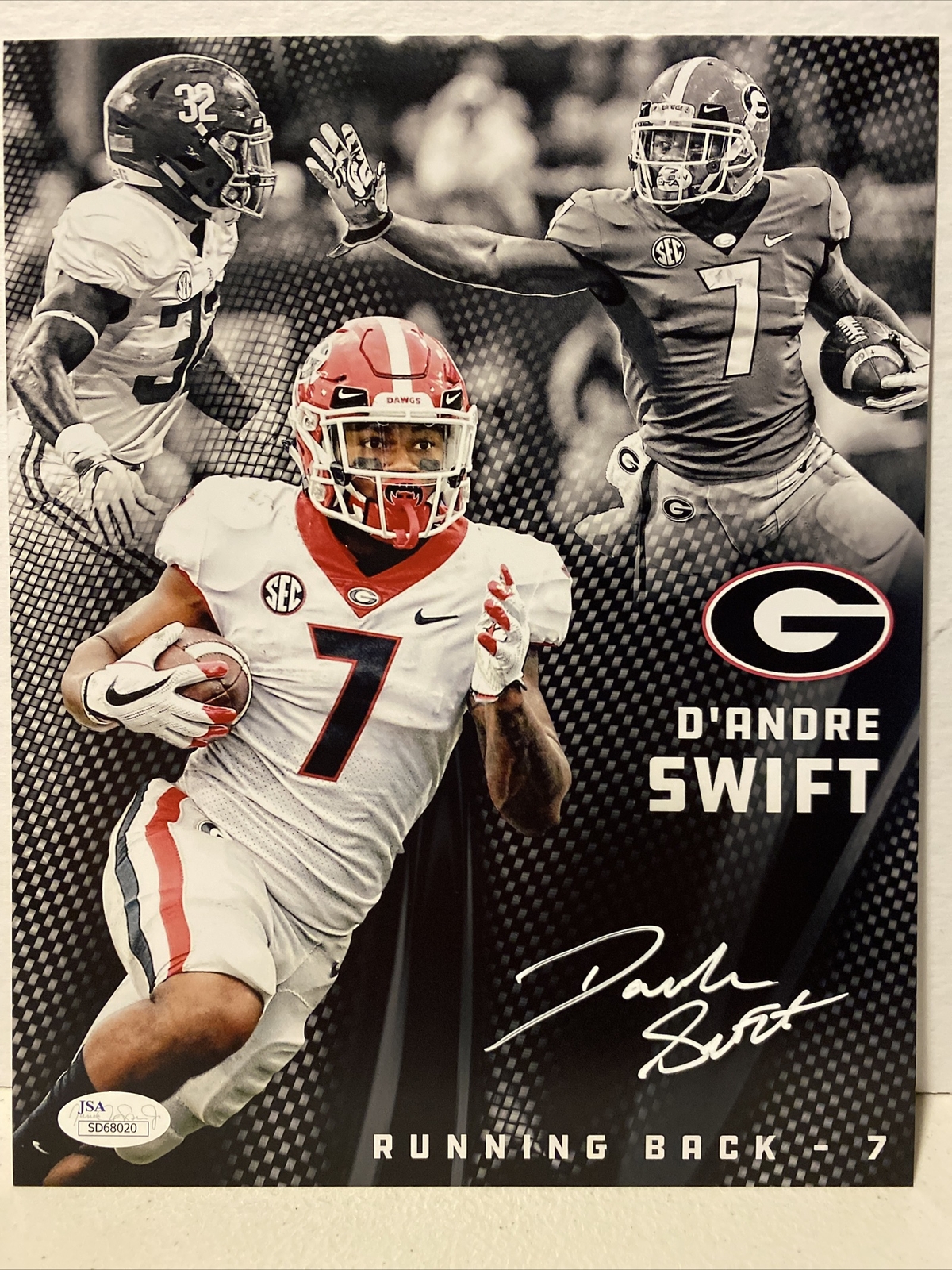 D'Andre Swift Autographed Signed Georgia Bulldogs 8x10 Photo JSA 