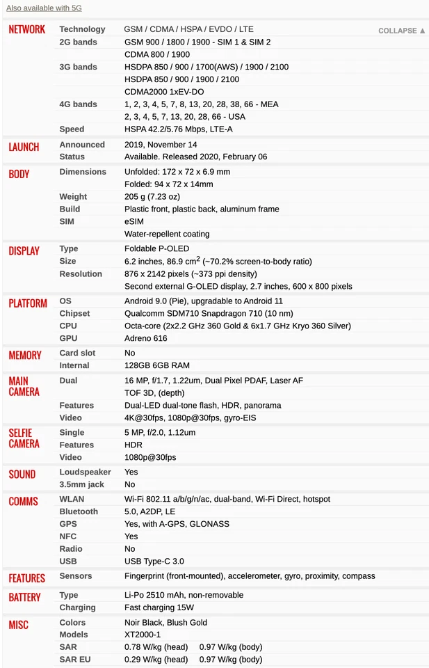 Motorola Razr 2019 ESIM Android 6GB RAM 128GB ROM Unlocked GSM Flip Phone - Image 4 of 4