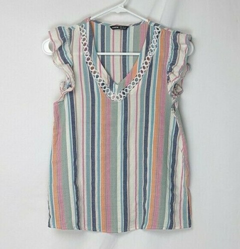 Shein Rainbow Stripped Blouse Shirt 