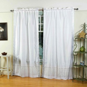 Weiss Silber Stab Taschen Durchsichtig Sari Vorhang Drapiert Panel