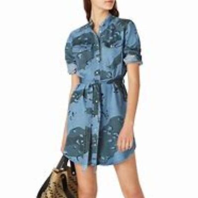 All Saints Kat Women's Camo Denim Mini Shirt Dress in Shades of