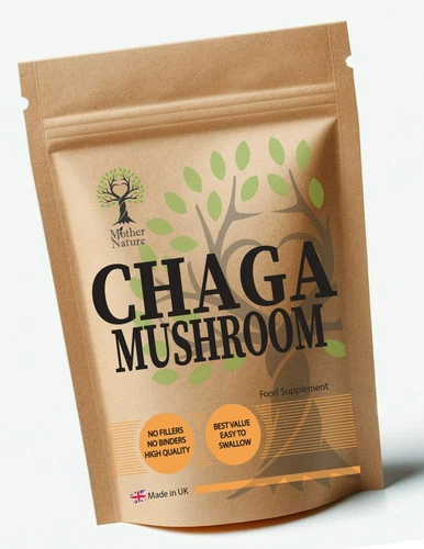 Chaga Mushroom Capsules 500mg Clean Natural Mushroom Powder Vegan Supplements