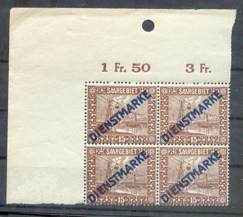 Saar Service 4 Eckrand-Vb MNH Unstamped (16692