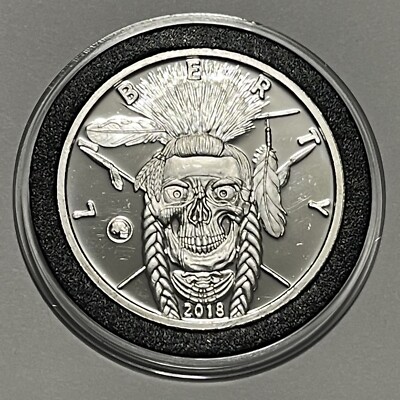 2018 Indian Chief Skeleton Skull Rare Coin 1 Troy Oz .999 Fine