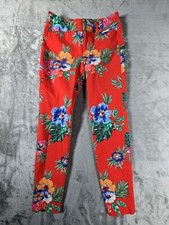 Old Navy Pants Womens Size 2 Red Pixie Mid Rise Floral Hawaiian Hibiscus