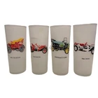 Vintage Tumblers Anchor Hocking Antique Autos Frosted Ice Tea Glass Set Of 4