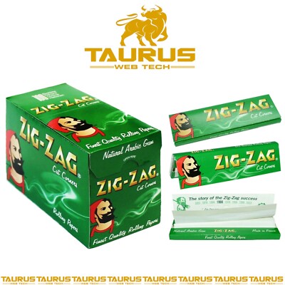 1200x ZICKZACK GRÜN Rizla geschnittene Ecken ROLLPAPIER Filter UK KOSTENLOSER VERSAND