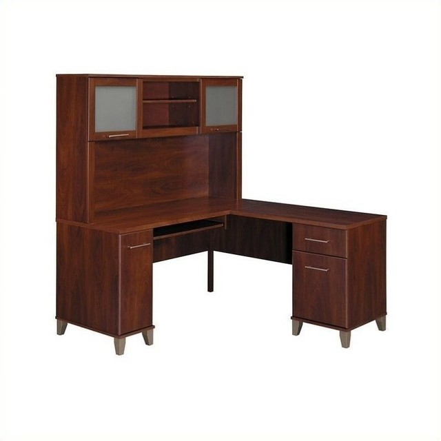 Bush Somerset 60 L Shape Computer Desk With Hutch In Hansen