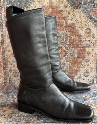 Naturalizer Women s Size 9 M Tall Black Leather Comfort Pull On Square Toe Boots