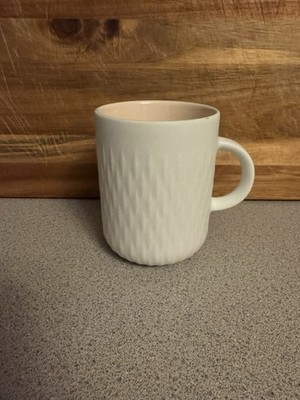 Nespresso Fusalp Coffee Mug Matte White Blush Pink Textured Limited Edition 13oz