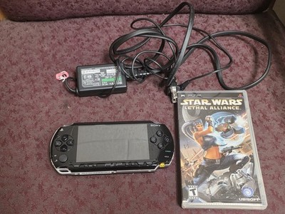 Sony PlayStation PSP 1001- Black W/Star Wars Lethal Alliance & Charger Tested