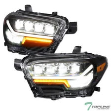Topline For 2016-2022 Tacoma DRL Full LED Sequential Projector Headlights - Blk
