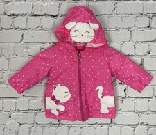 Girls London Fog Polka Dot Kitty Rain Jacket Coat, Size 12 Months.