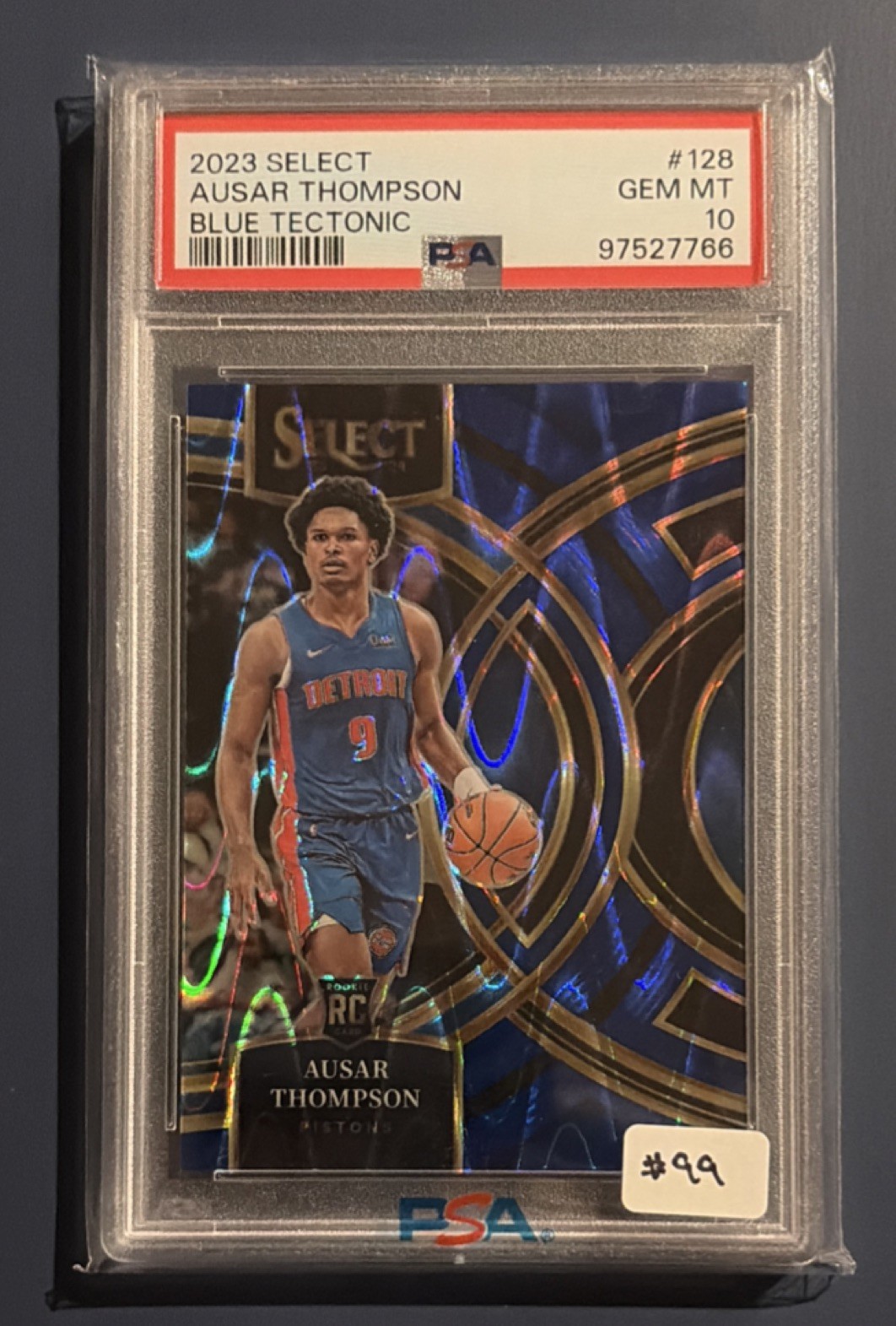 2023-24 Panini Select Ausar Thompson #128 Blue Tectonic Prizm Rookie /99 PSA 10