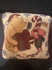 Vintage Pillow Throw Tapestry Disney Winnie The Pooh  Piglet Christmas 12 X 12  