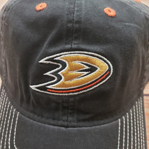 Anaheim Ducks Hat Cap Mens Strap Back Black Orange Hockey NHL Logo Reebok - Picture 3 of 9