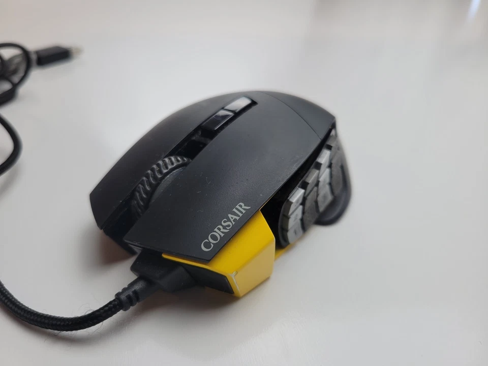 Corsair Scimitar Pro Wired Gaming Mouse Yellow MMO MOBA 12 side buttons - Image 3 of 4