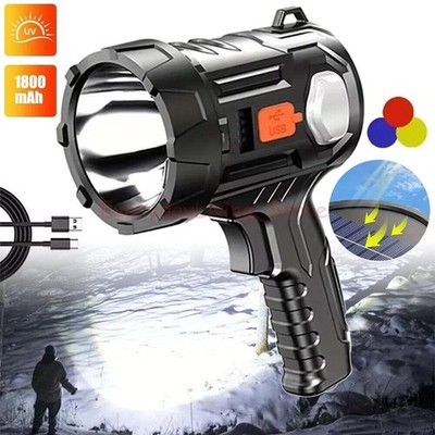 900000000LM Bright Solar/USB Rechargeable LED Spotlight Flashlight Searchlight