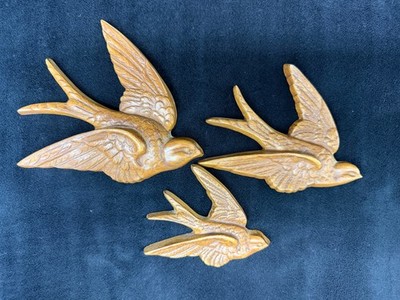 Vintage 1983 Burwood Birds Swallows (3) Wall Decorations Cottagecore Granny Boho