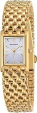 BERNY Luxury Gold Plated Quartz Watch Rectangular Face Stainless Steel Bracelet